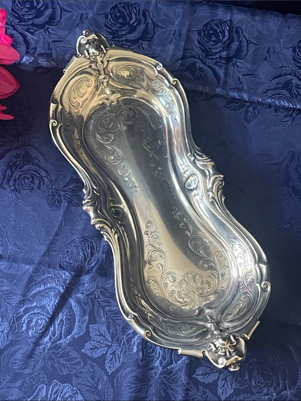 Antique Wm Gough Silver Plated Victorian Snuffer Tray c1849